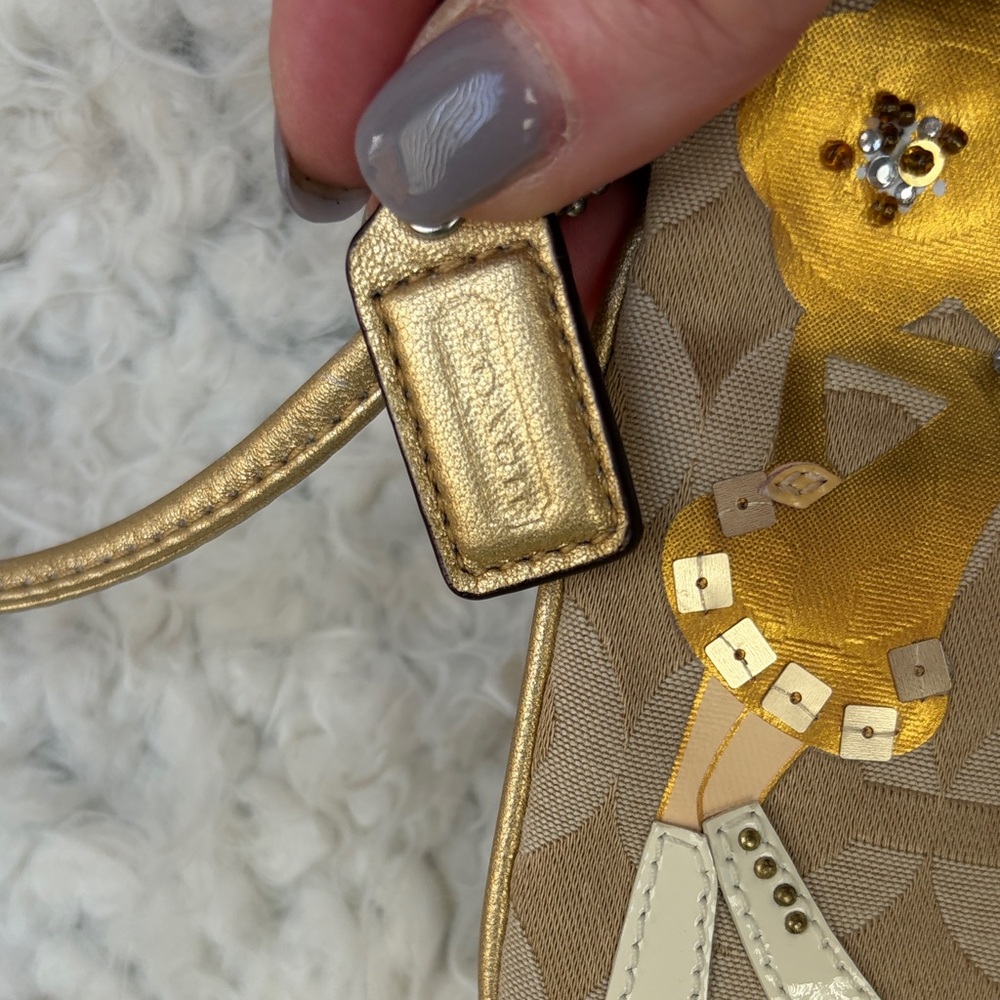 Coach Goldy Signature Canvas Pouch Wristlet with Playful Character - Picture 4 of 6